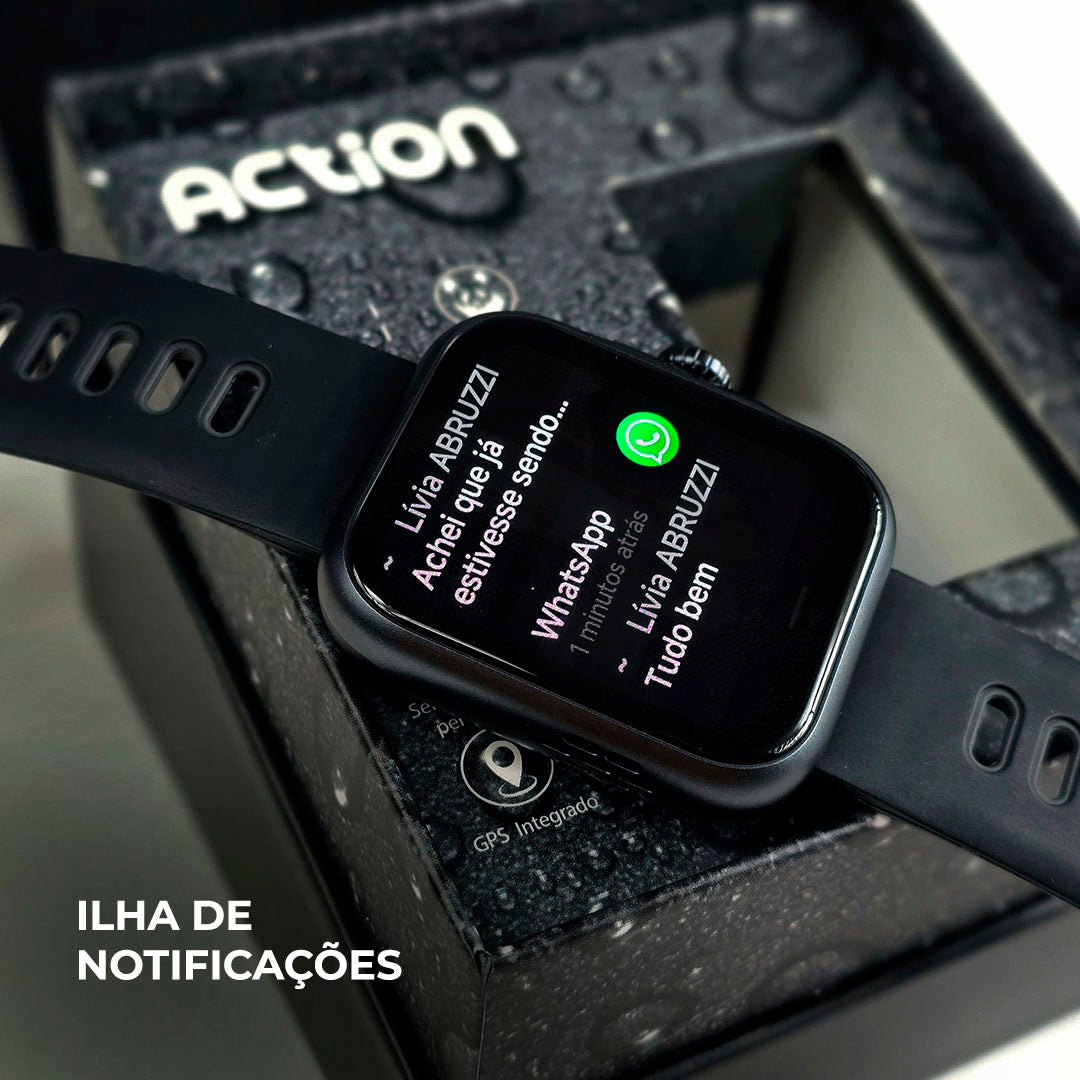 ACTION WEARZONE | Smartwatch Esportivo | A PROVA D'ÁGUA, GPS integrado e 7 Dias de Bateria