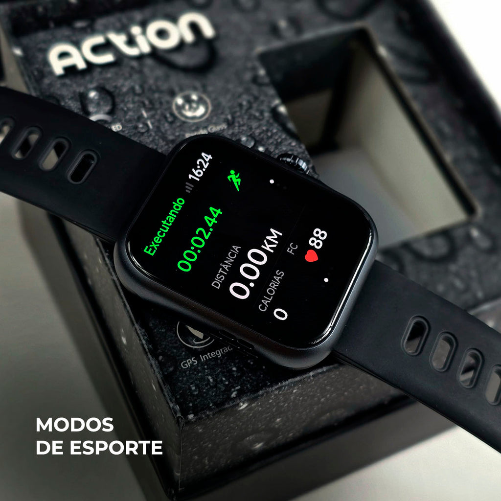 ACTION WEARZONE | Smartwatch Esportivo | A PROVA D'ÁGUA, GPS integrado e 7 Dias de Bateria