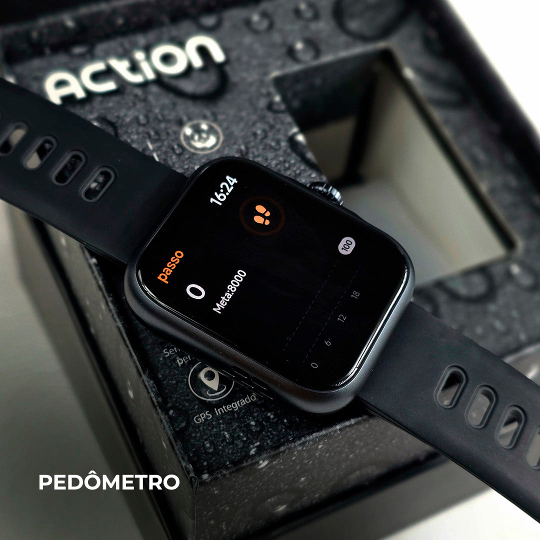 ACTION WEARZONE | Smartwatch Esportivo | A PROVA D'ÁGUA, GPS integrado e 7 Dias de Bateria