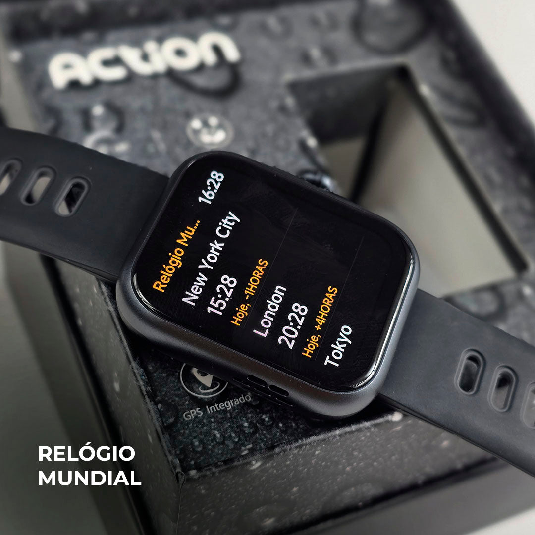 ACTION WEARZONE | Smartwatch Esportivo | A PROVA D'ÁGUA, GPS integrado e 7 Dias de Bateria