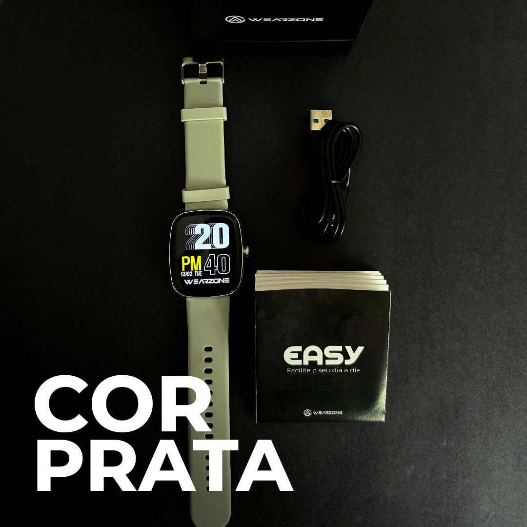 EASY | Smartwatch Inteligente | À Prova D'Água 1ATM | Bateria 7 Dias | Faz e Recebe Ligações