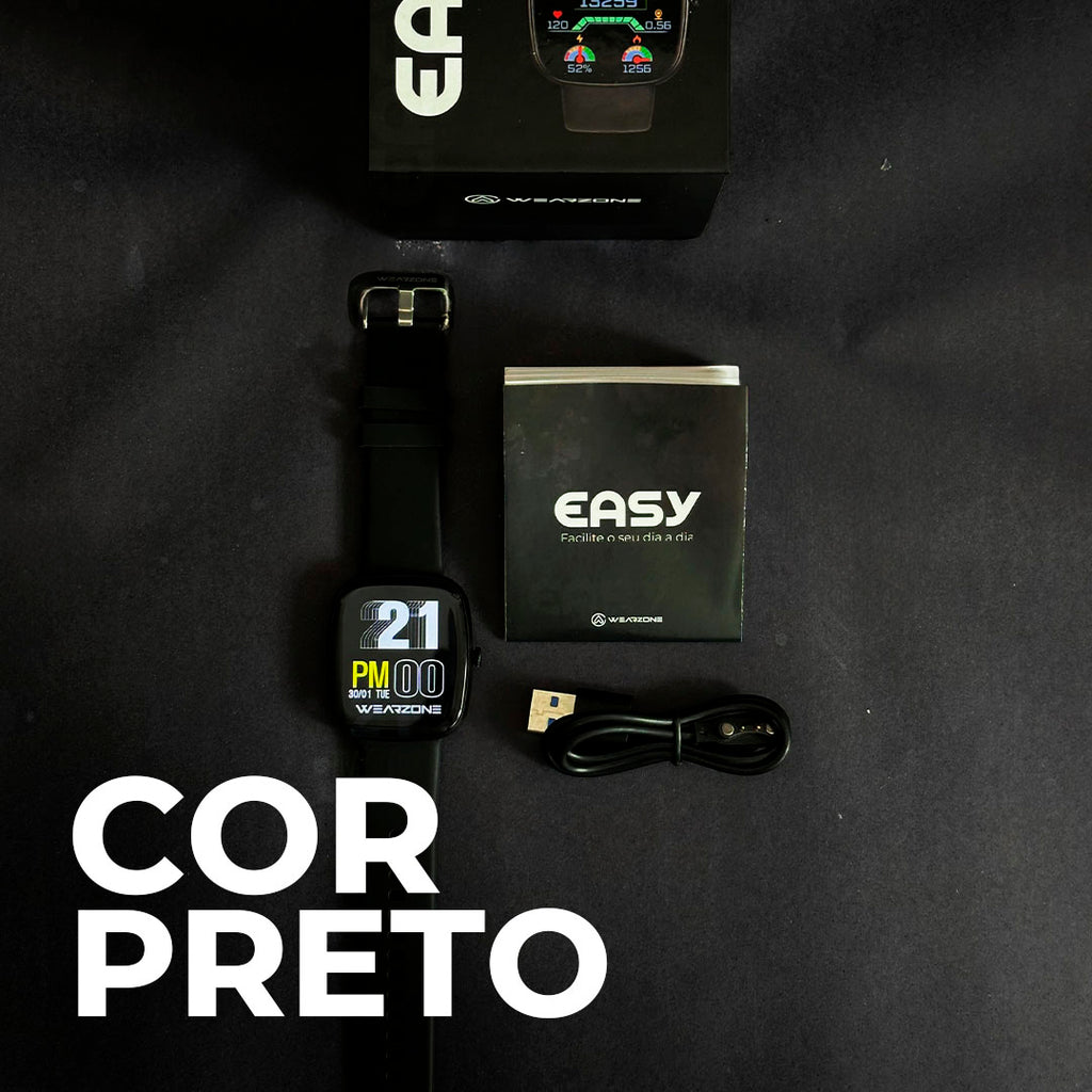 EASY | Smartwatch Inteligente | À Prova D'Água 1ATM | Bateria 7 Dias | Faz e Recebe Ligações