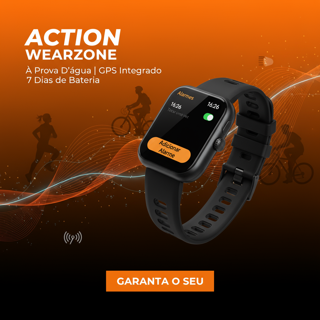 Banner promocional do smartwatch ACTION WEARZONE