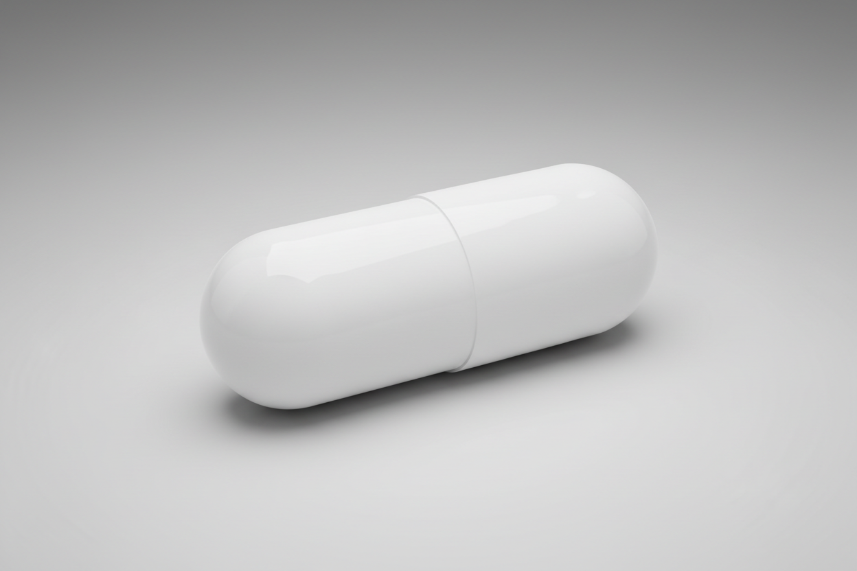 gere uma imagem de capsula tipo de remédio   toda branca 