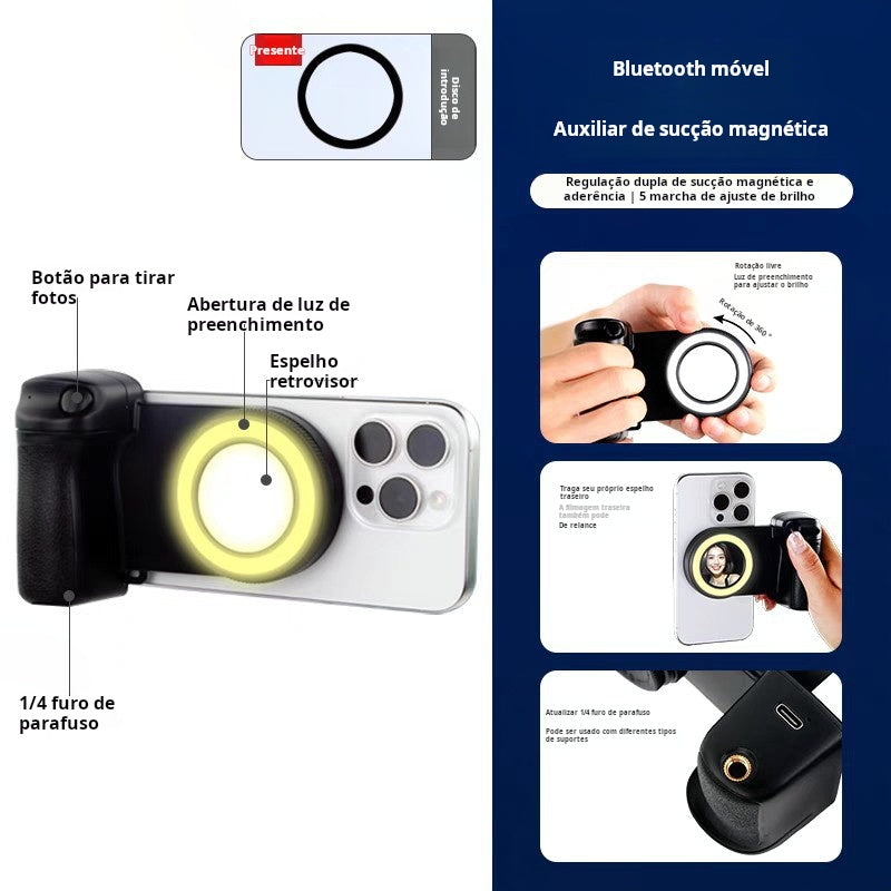 Luz de enchimento de telemóvel, amplificador portátil de bluetooth, magsafe magnético portátil, pau de selfie, lanterna de bolso de bolso