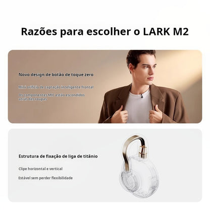 LARK M2 | Microfone de Lapela Sem Fio | Redução de Ruído AI | Bluetooth | Gravação Profissional