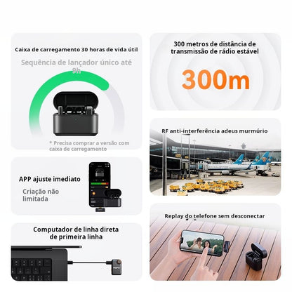 LARK M2 | Microfone de Lapela Sem Fio | Redução de Ruído AI | Bluetooth | Gravação Profissional